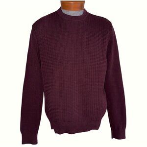 mens XXL Lanvin dark maroon ribbed knit sweater thick crisp fits XL
